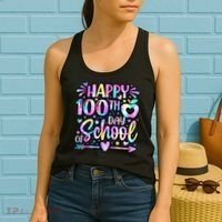 Happy 100th Day Of School Tie Dye Rainbow 100 Days Women's Tank Top thumb 2