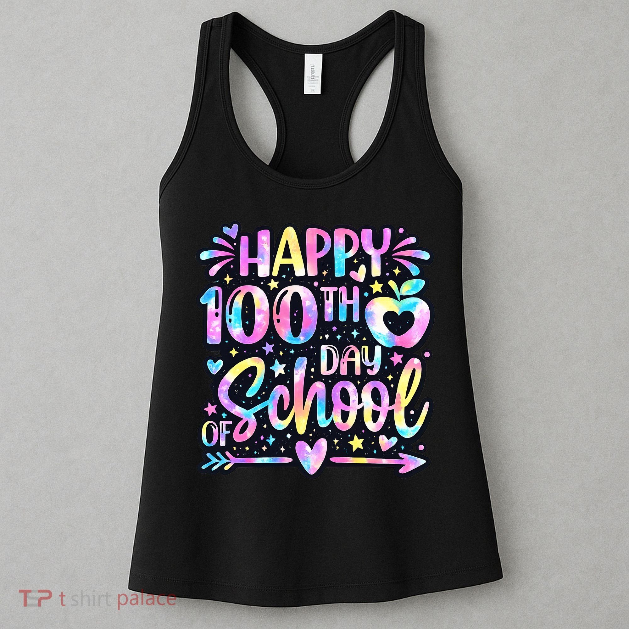 Happy 100th Day Of School Tie Dye Rainbow 100 Days Women's Tank Top