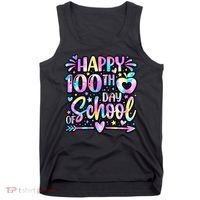 Happy 100th Day Of School Tie Dye Rainbow 100 Days Tank Top thumb 0