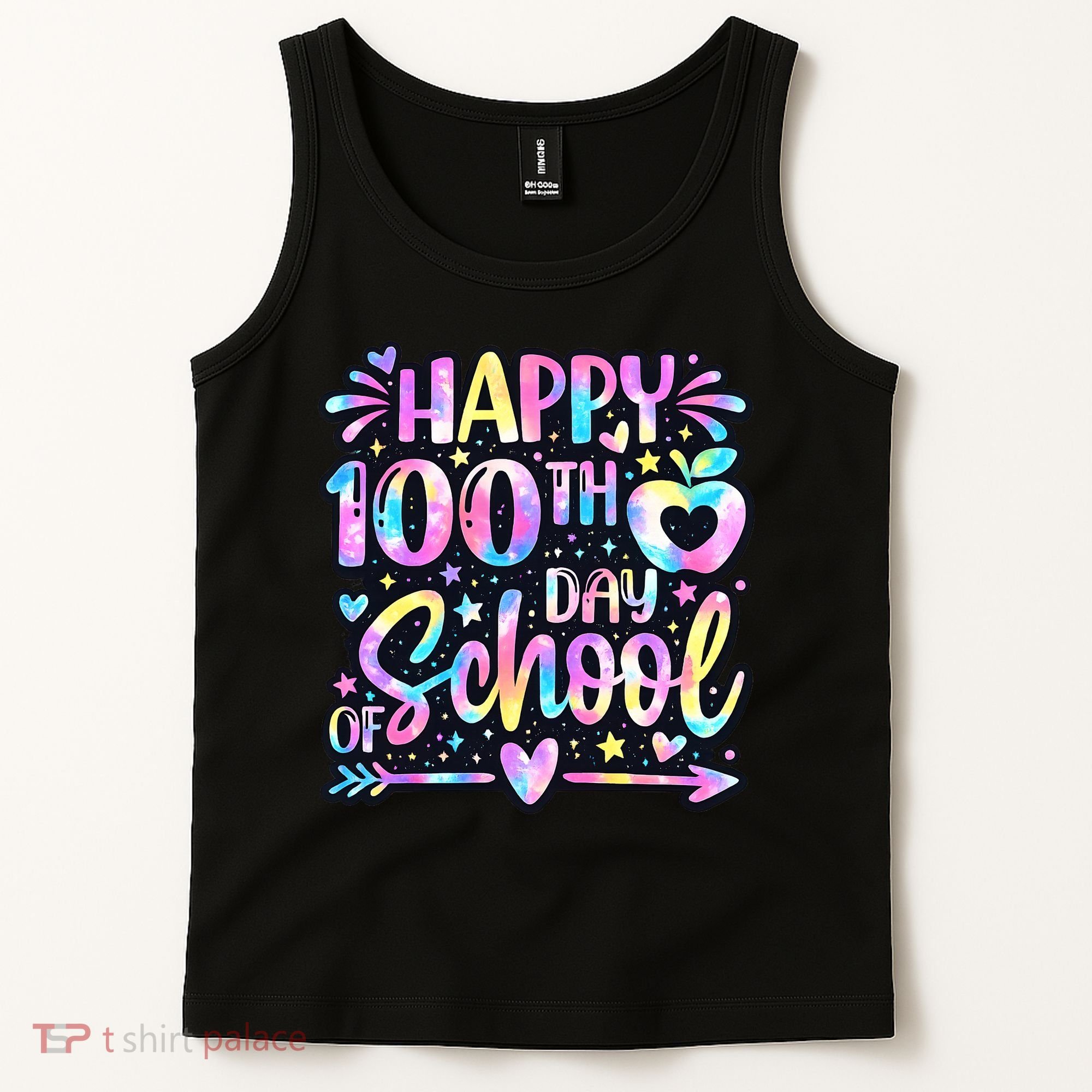 Happy 100th Day Of School Tie Dye Rainbow 100 Days Tank Top