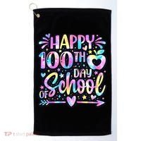 Happy 100th Day Of School Tie Dye Rainbow 100 Days Golf Towel thumb 0