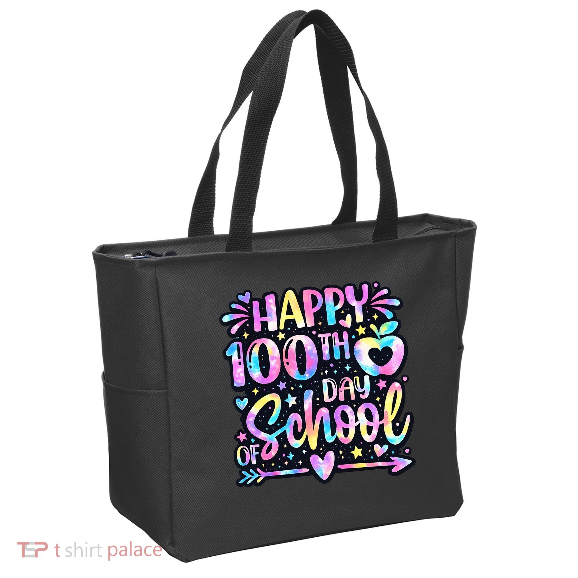 Happy 100th Day Of School Tie Dye Rainbow 100 Days Tote Bag