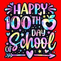 Happy 100th Day Of School Tie Dye Rainbow 100 Days Santa Hat thumb 1