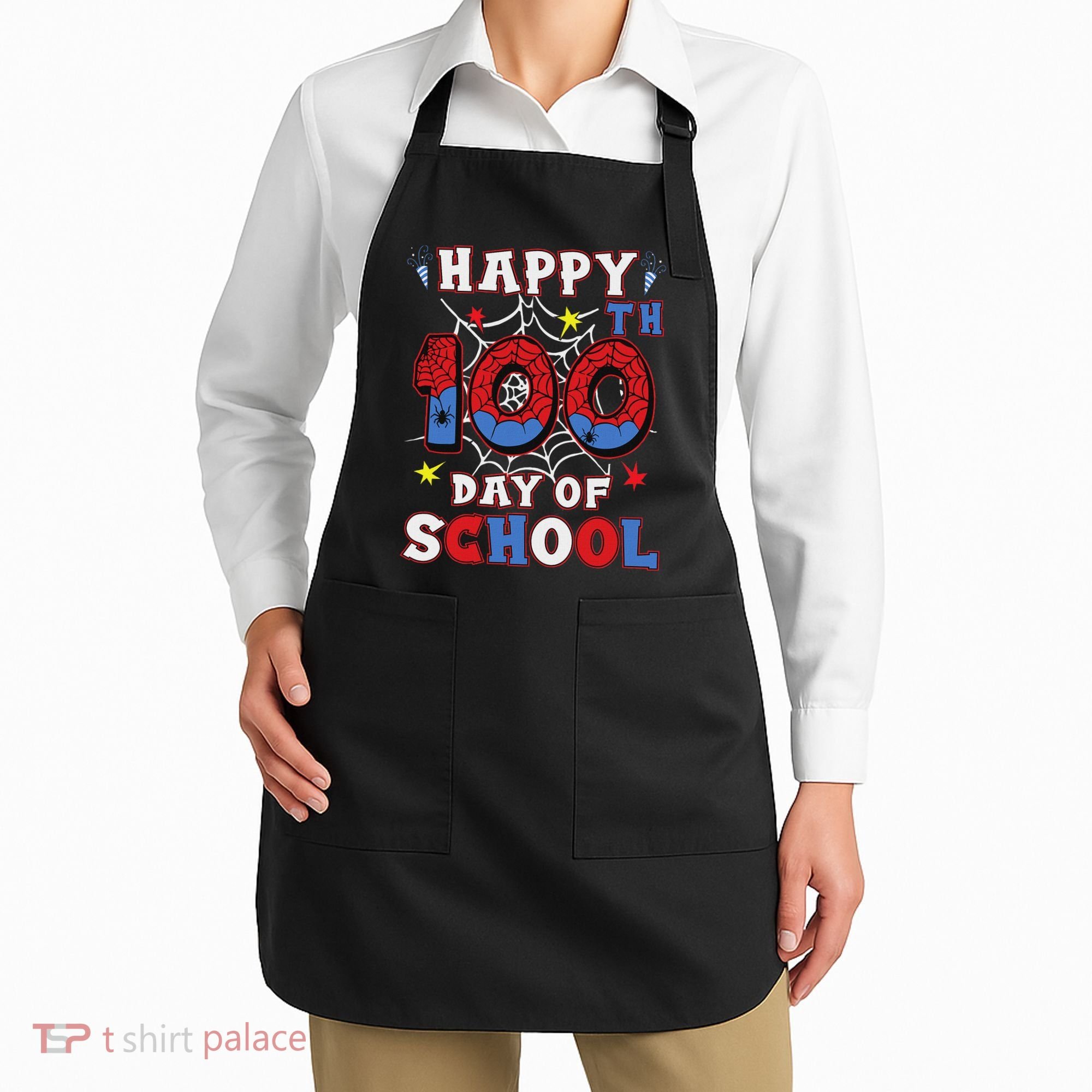 Happy 100th Day Of School Spider 100 Days Apron