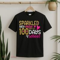 Happy 100th Day Sparkled My Way Through 100 Days Of School T-Shirt thumb 2