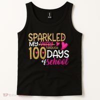 Happy 100th Day Sparkled My Way Through 100 Days Of School Tank Top thumb 2