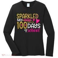 Happy 100th Day Sparkled My Way Through 100 Days Of School Women's Long Sleeve Shirt thumb 0