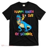 Happy 100th Day Of School Pencil Riding Dinosaur T Rex Funny T-Shirt thumb 0