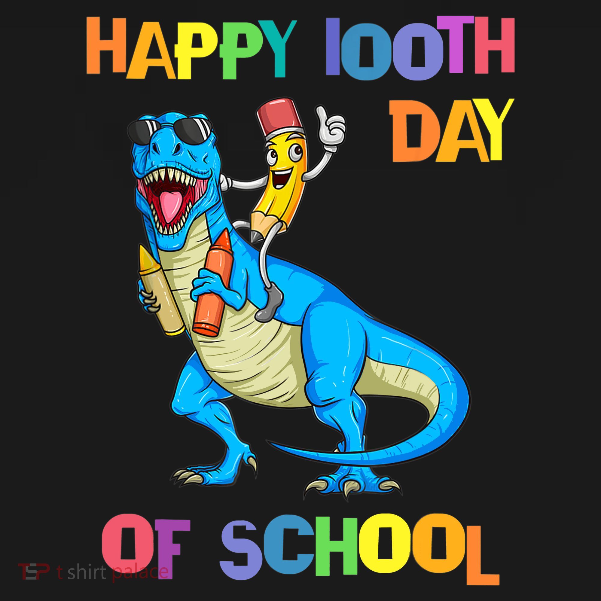 Happy 100th Day Of School Pencil Riding Dinosaur T Rex Funny Bucket Hat