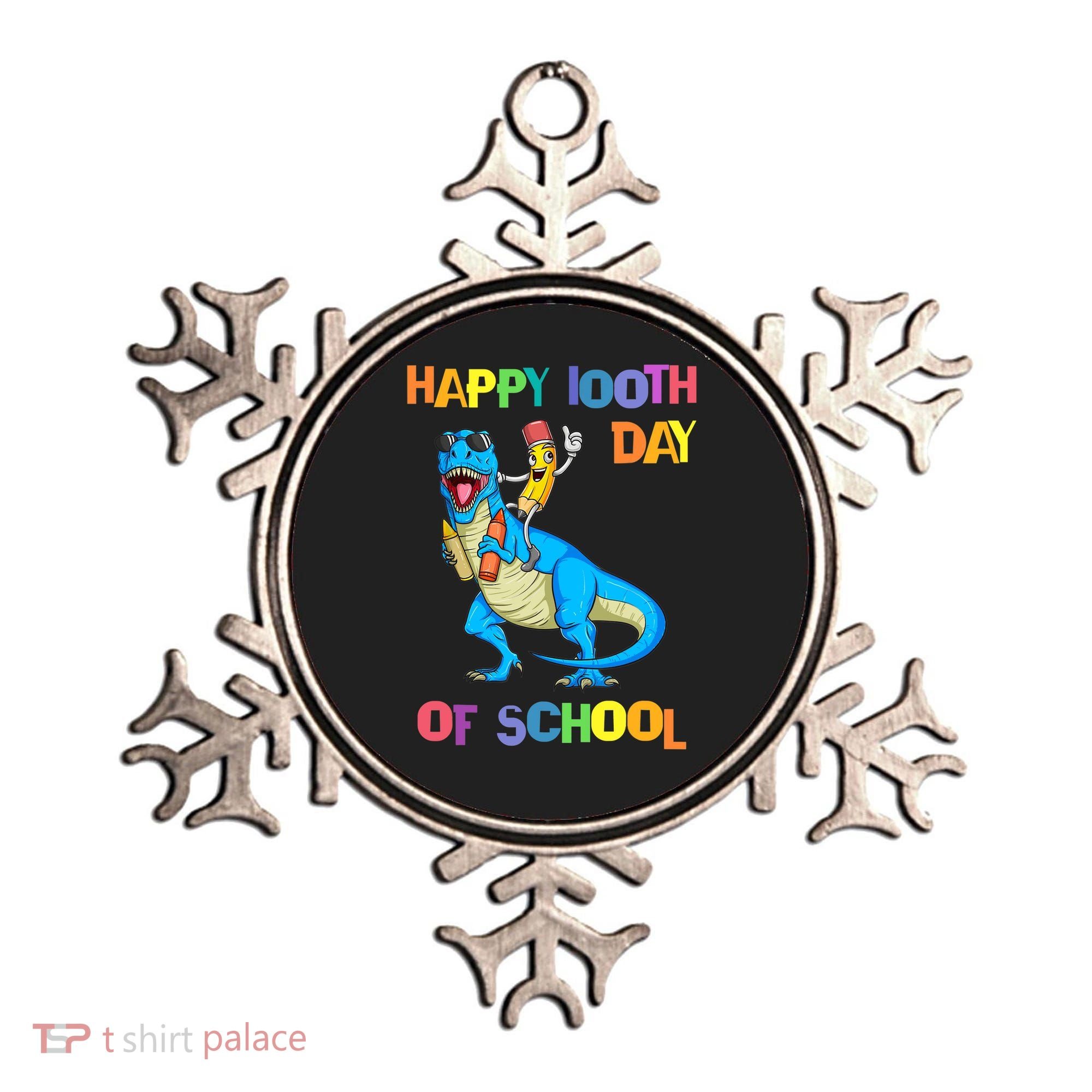 Happy 100th Day Of School Pencil Riding Dinosaur T Rex Funny Ornament