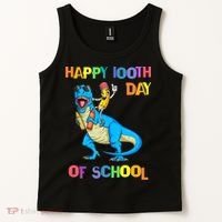Happy 100th Day Of School Pencil Riding Dinosaur T Rex Funny Tank Top thumb 2