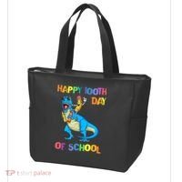 Happy 100th Day Of School Pencil Riding Dinosaur T Rex Funny Tote Bag thumb 3