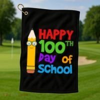 Happy 100th Day Of School Cute Golf Towel thumb 1