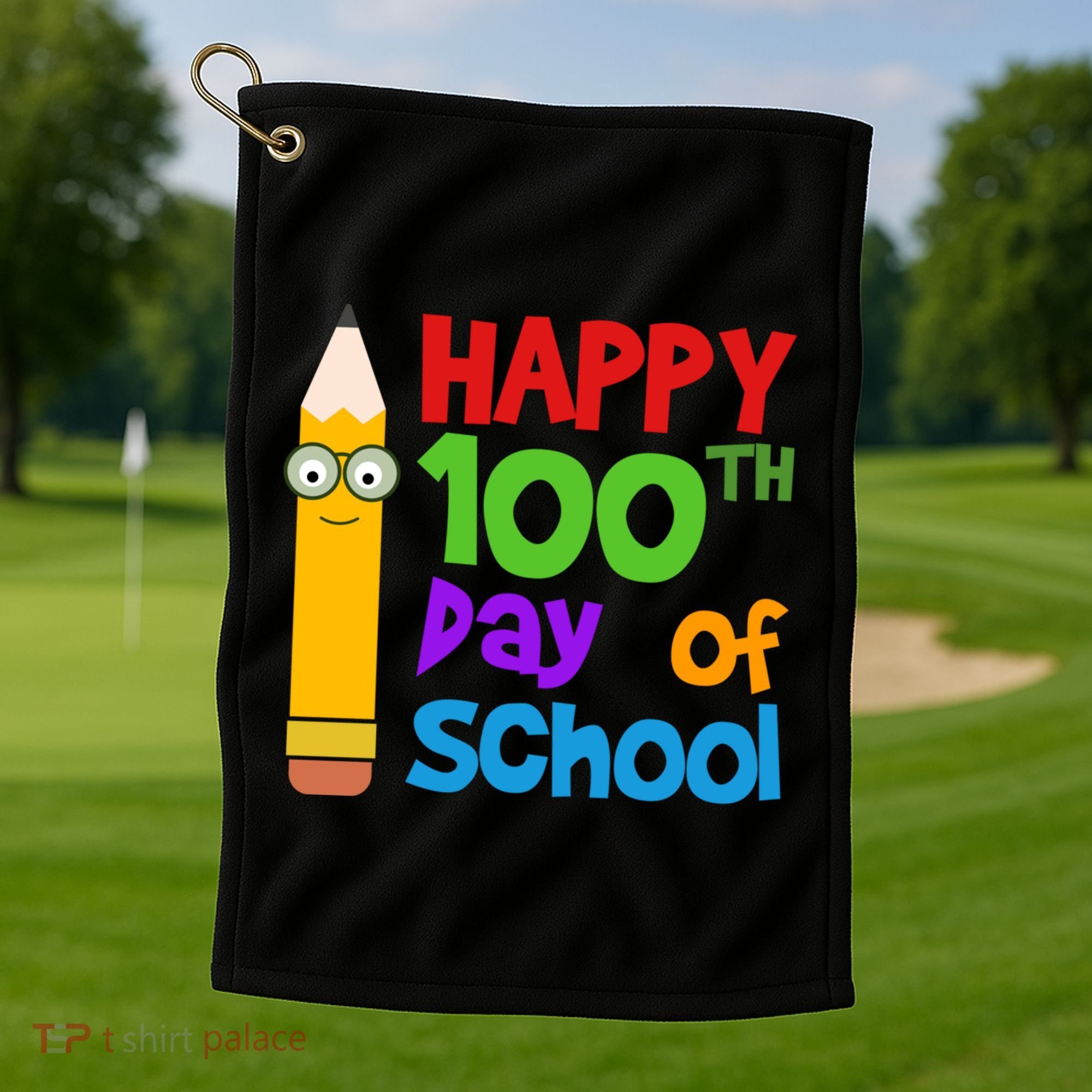 Happy 100th Day Of School Cute Golf Towel