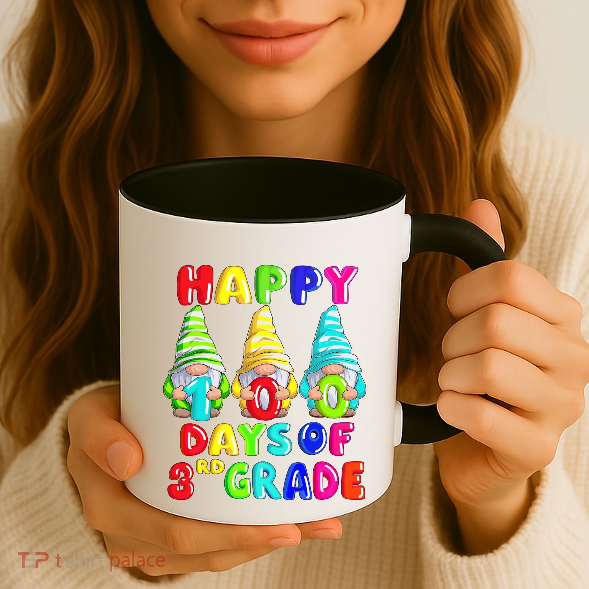 Happy 100th Day Of School Third 3rd Grade Gnome Teacher Cool Gift Coffee Mug