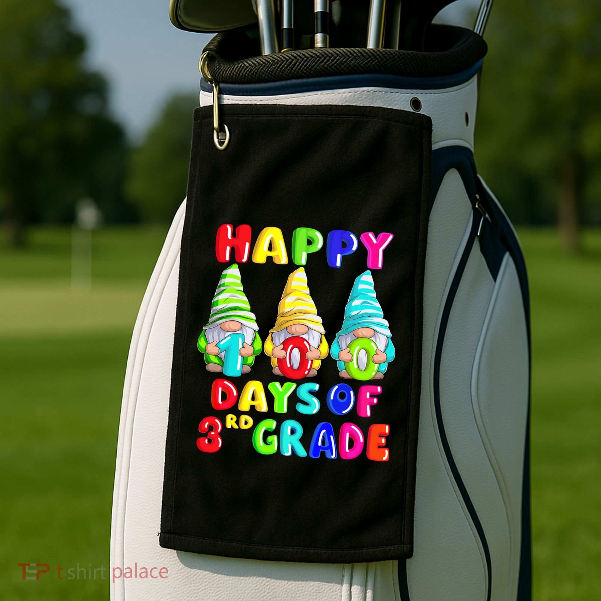 Happy 100th Day Of School Third 3rd Grade Gnome Teacher Cool Gift Golf Towel