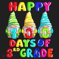 Happy 100th Day Of School Third 3rd Grade Gnome Teacher Cool Gift Golf Towel thumb 3