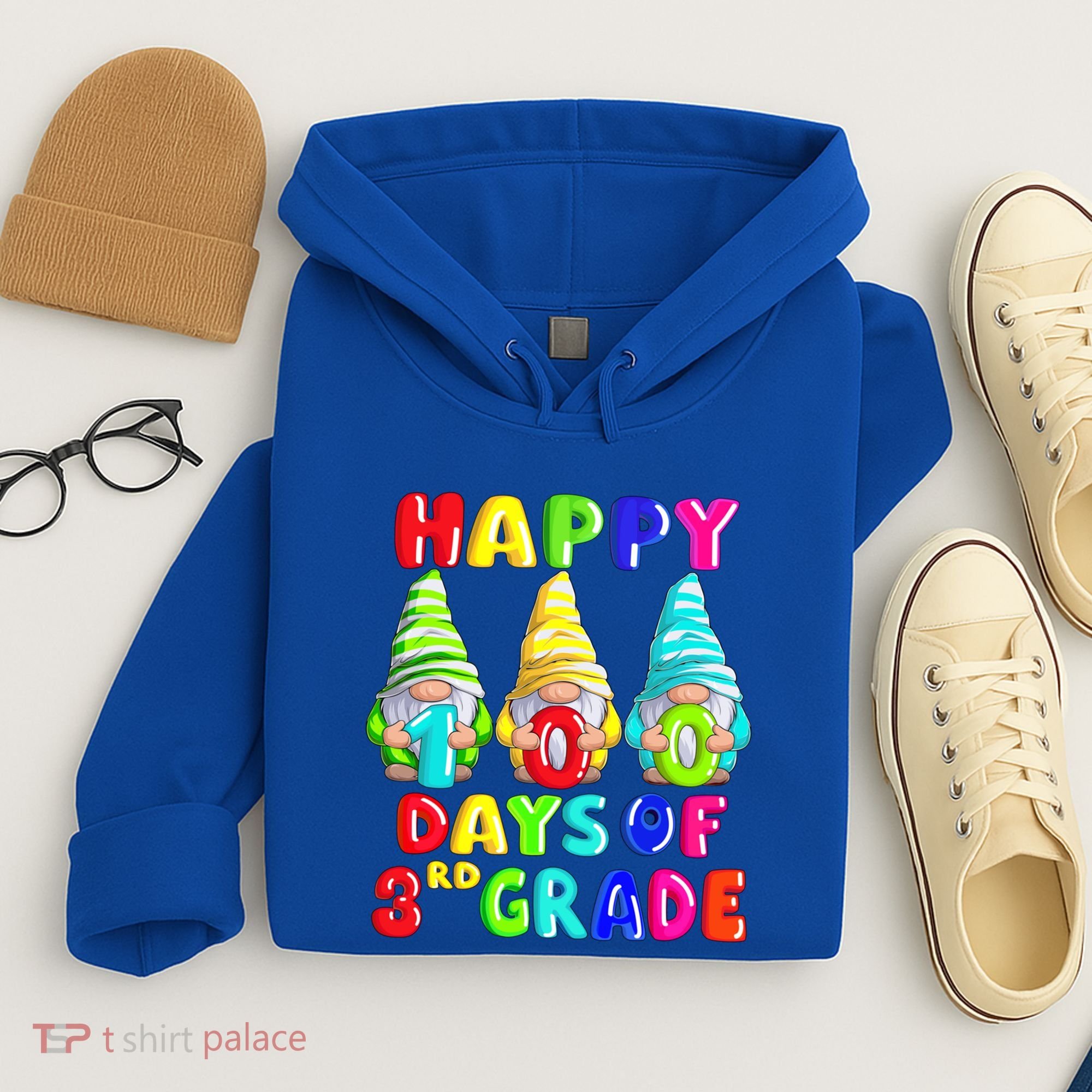 Happy 100th Day Of School Third 3rd Grade Gnome Teacher Cool Gift Hoodie