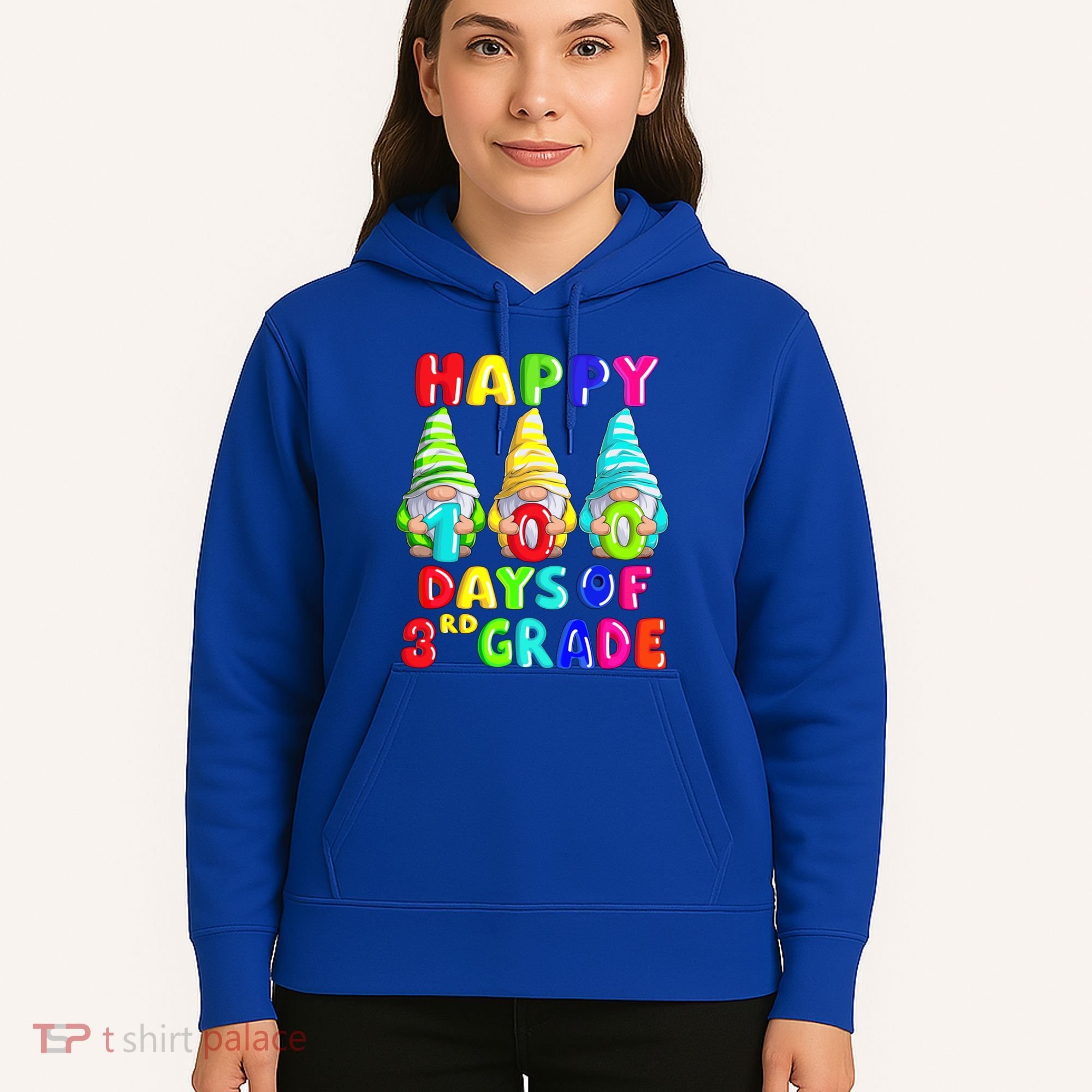 Happy 100th Day Of School Third 3rd Grade Gnome Teacher Cool Gift Hoodie