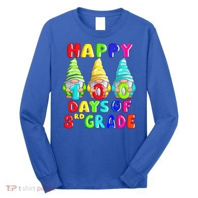 Happy 100th Day Of School Third 3rd Grade Gnome Teacher Cool Gift Long Sleeve Shirt