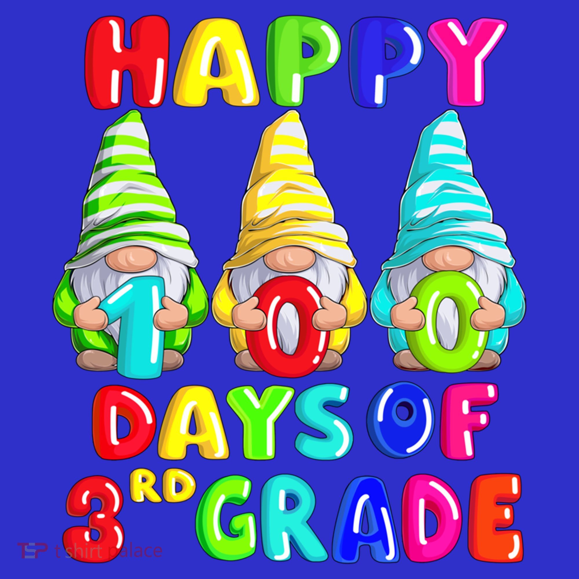 Happy 100th Day Of School Third 3rd Grade Gnome Teacher Cool Gift Long Sleeve Shirt