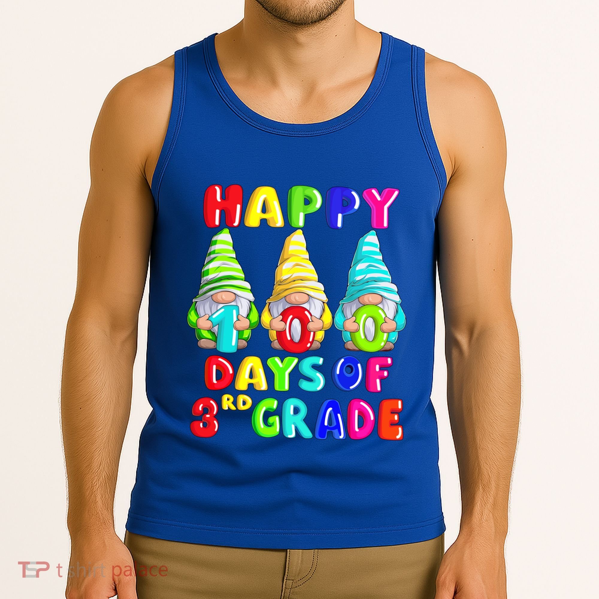 Happy 100th Day Of School Third 3rd Grade Gnome Teacher Cool Gift Tank Top