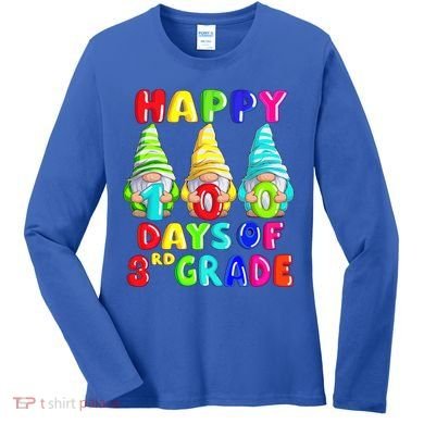 Happy 100th Day Of School Third 3rd Grade Gnome Teacher Cool Gift Women's Long Sleeve Shirt
