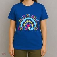 Happy 100 Days Of Kindergarten 100 Day Of School Rainbow Cool Gift T-Shirt thumb 4