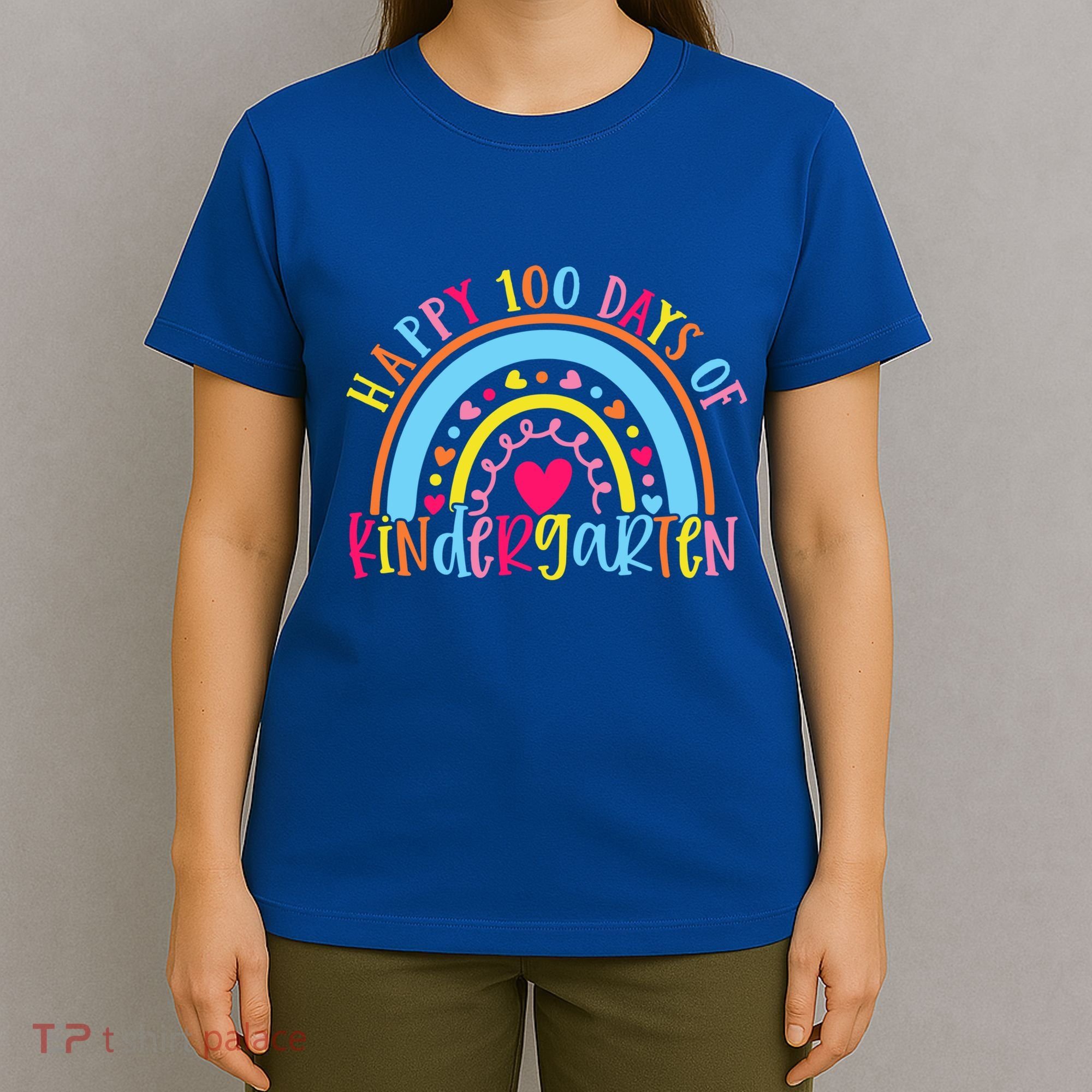 Happy 100 Days Of Kindergarten 100 Day Of School Rainbow Cool Gift T-Shirt