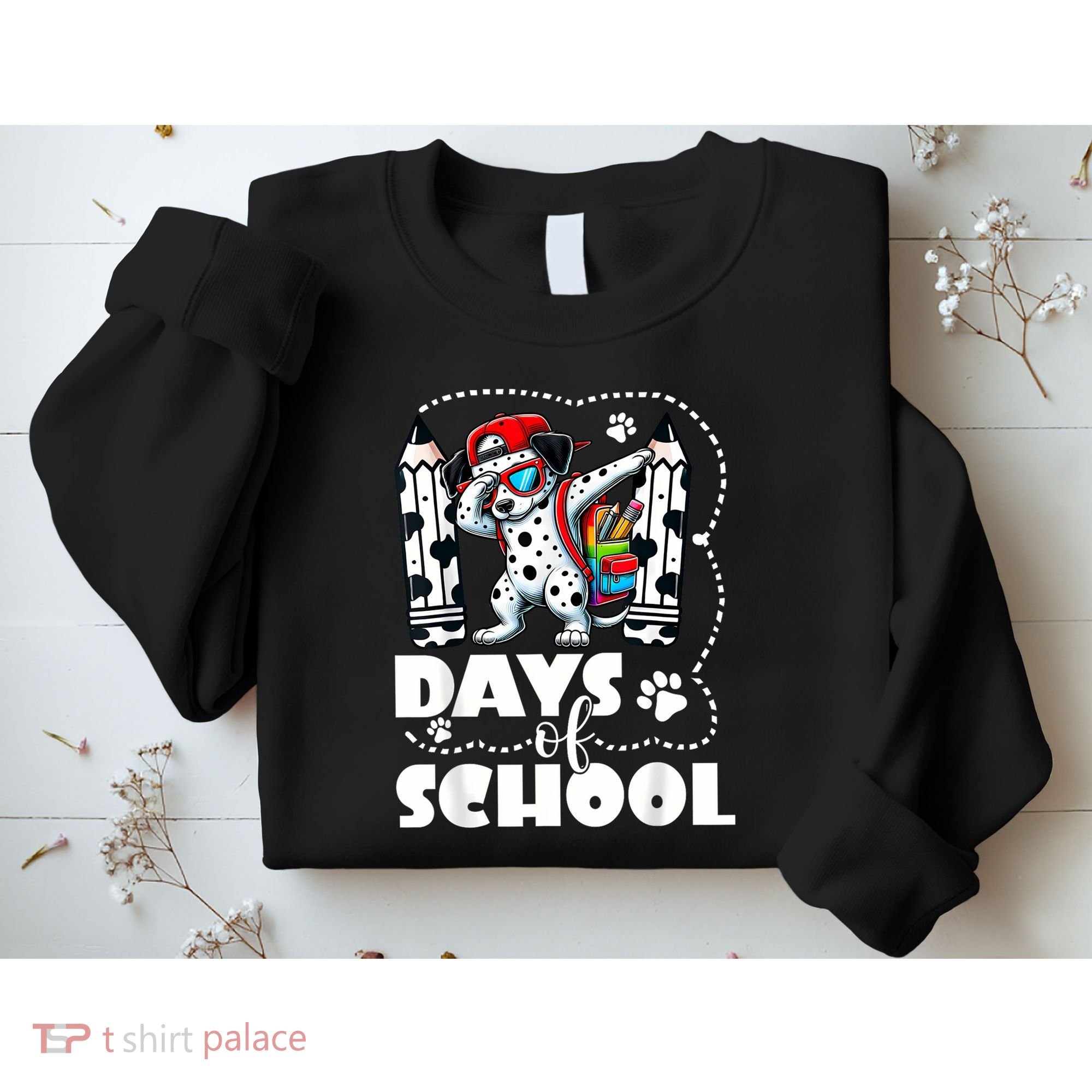 Happy 101 Days Of School Funny Dabbing Dog Pencil Sweatshirt