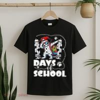 Happy 101 Days Of School Funny Dabbing Dog Pencil T-Shirt thumb 2