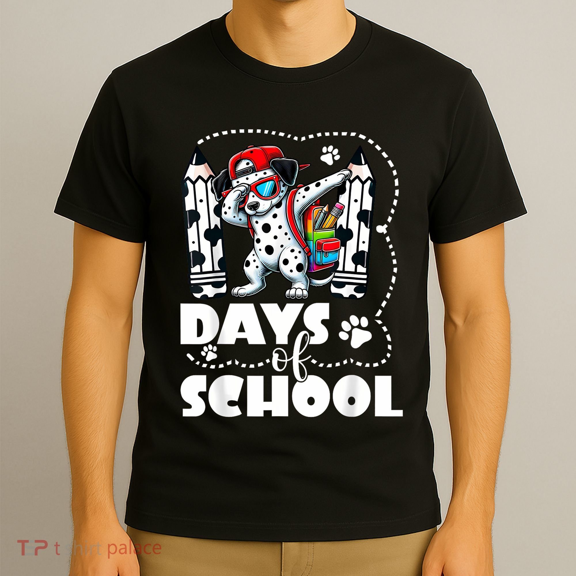 Happy 101 Days Of School Funny Dabbing Dog Pencil T-Shirt