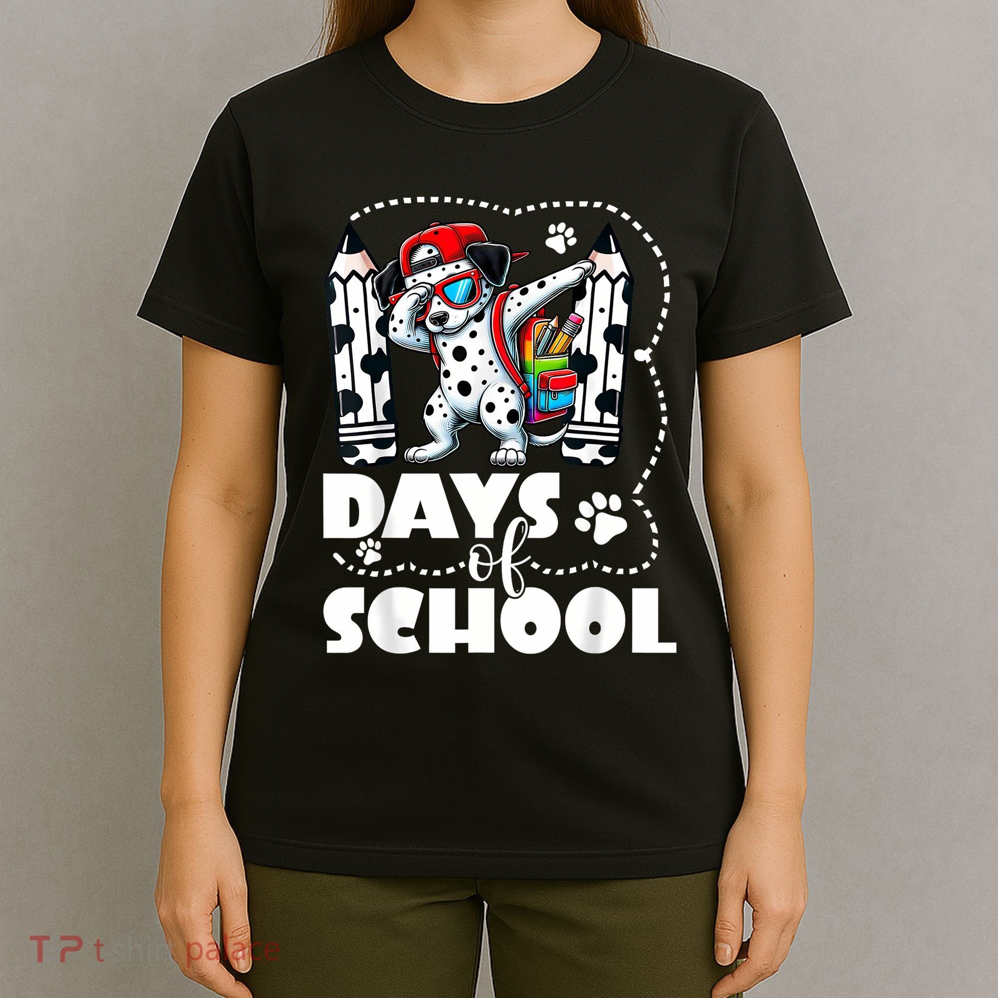 Happy 101 Days Of School Funny Dabbing Dog Pencil T-Shirt
