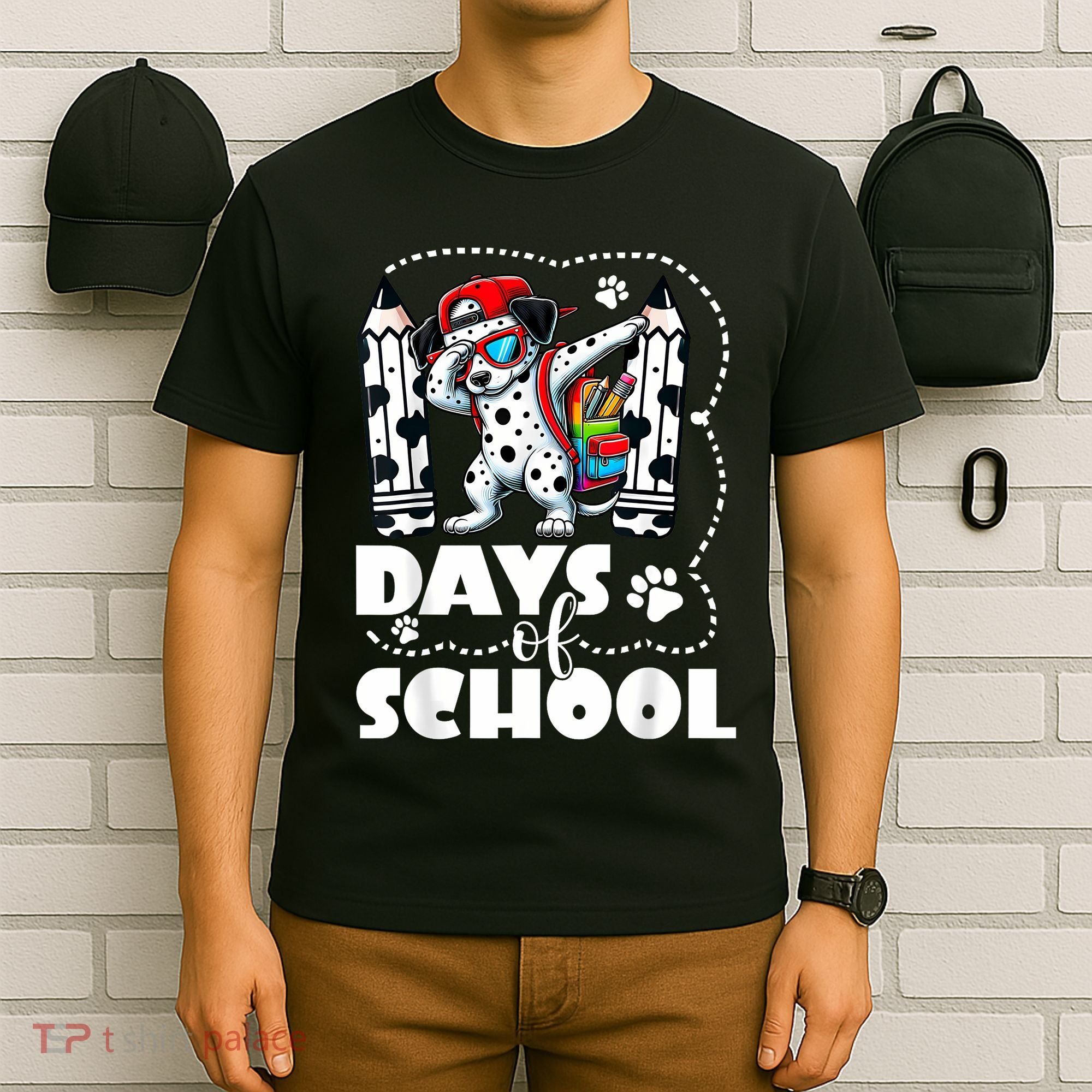 Happy 101 Days Of School Funny Dabbing Dog Pencil T-Shirt