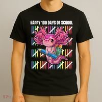 Happy 100 Days Of School Axolotl Kindergarten Costume T-Shirt thumb 3