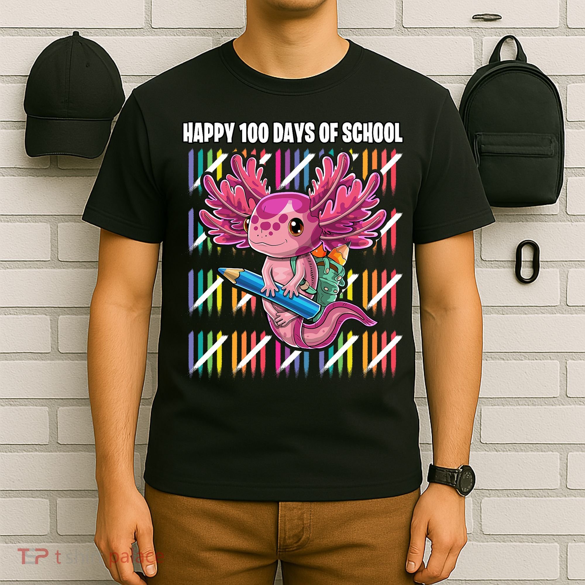 Happy 100 Days Of School Axolotl Kindergarten Costume T-Shirt