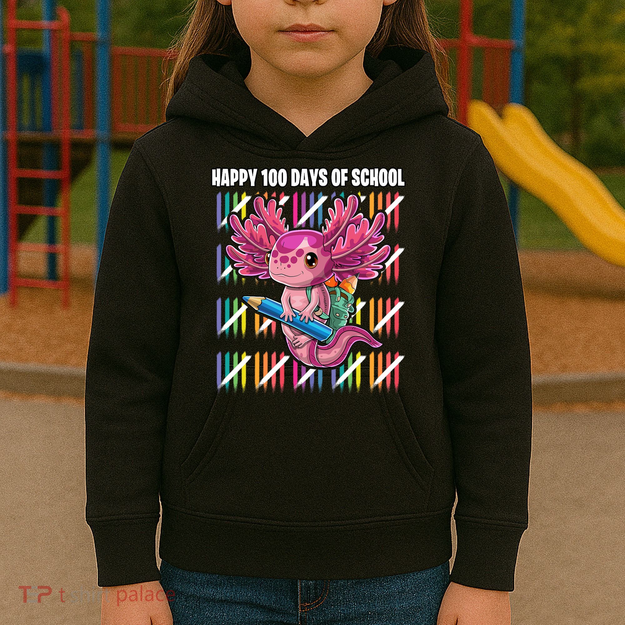 Happy 100 Days Of School Axolotl Kindergarten Costume Kids Hoodie