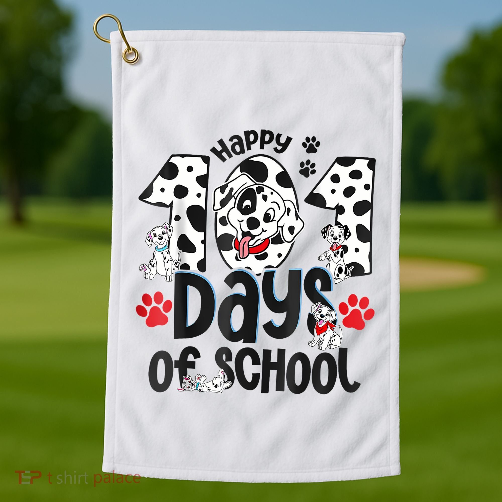 Happy 101 Days Of School Dog Golf Towel