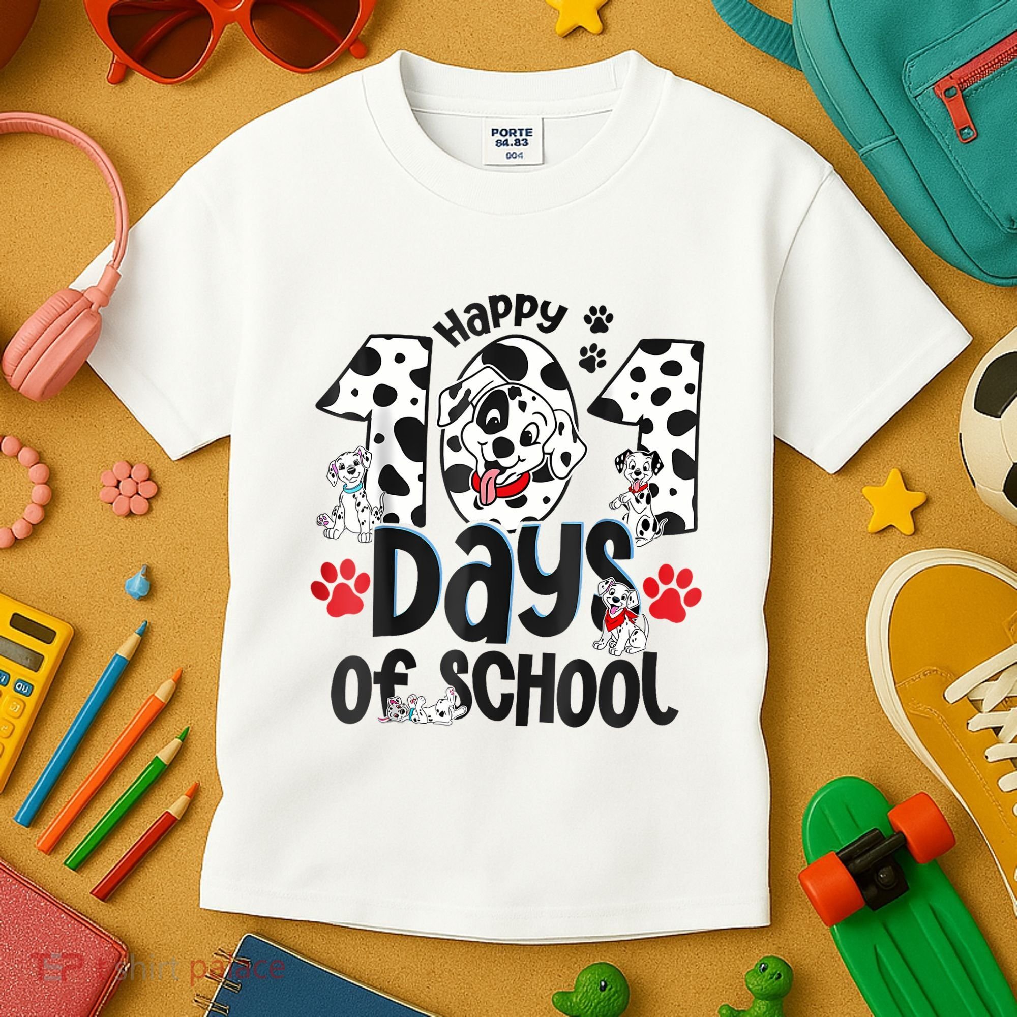 Happy 101 Days Of School Dog Kids T-Shirt