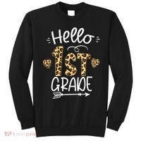 Hello 1st Grade Leopard Teacher Students Back To School First Day Of School Sweatshirt thumb 0