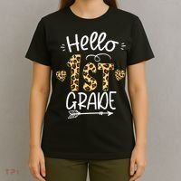 Hello 1st Grade Leopard Teacher Students Back To School First Day Of School T-Shirt thumb 4