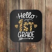 Hello 1st Grade Leopard Teacher Students Back To School First Day Of School Coaster thumb 0