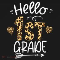 Hello 1st Grade Leopard Teacher Students Back To School First Day Of School Women's Hoodie thumb 2