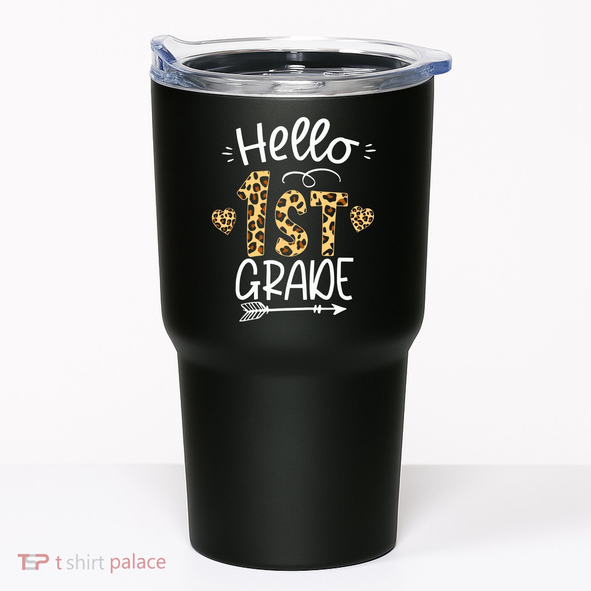 Hello 1st Grade Leopard Teacher Students Back To School First Day Of School Tumbler