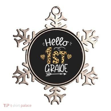 Hello 1st Grade Leopard Teacher Students Back To School First Day Of School Ornament