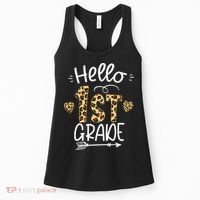 Hello 1st Grade Leopard Teacher Students Back To School First Day Of School Women's Tank Top thumb 0