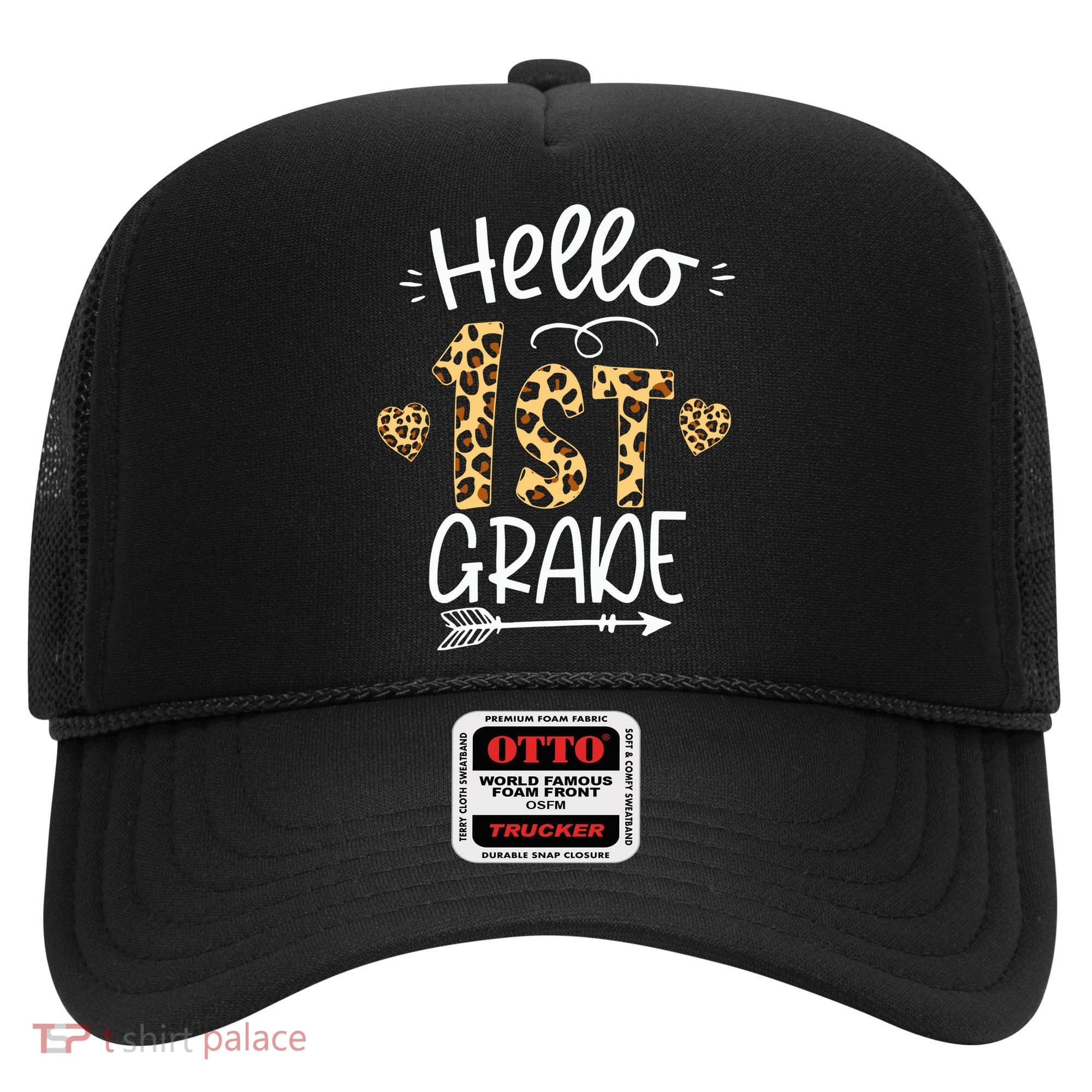 Hello 1st Grade Leopard Teacher Students Back To School First Day Of School Hat