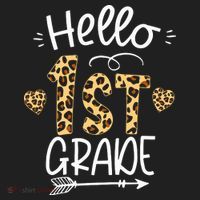 Hello 1st Grade Leopard Teacher Students Back To School First Day Of School Hat thumb 2