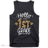 Hello 1st Grade Leopard Teacher Students Back To School First Day Of School Tank Top thumb 0