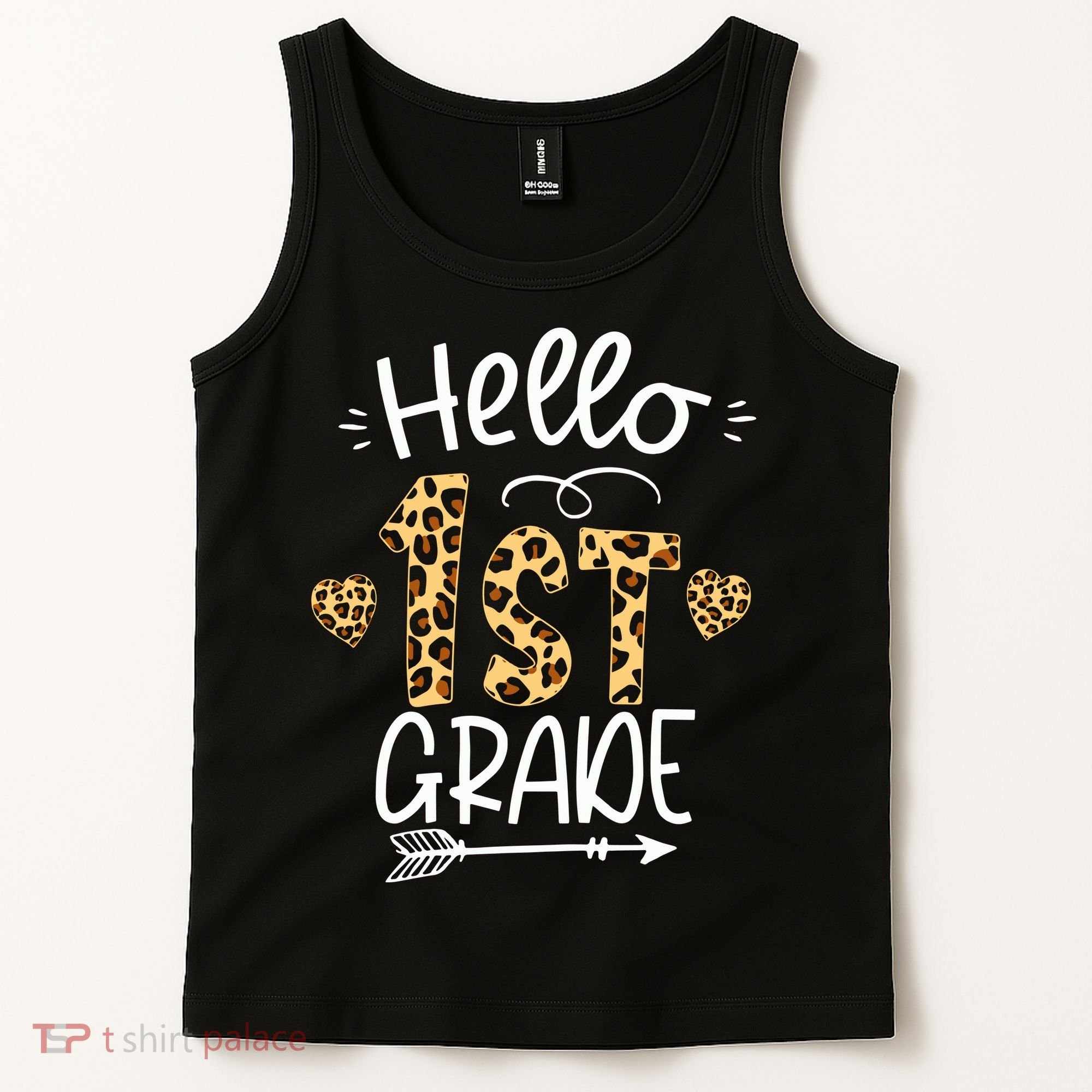 Hello 1st Grade Leopard Teacher Students Back To School First Day Of School Tank Top